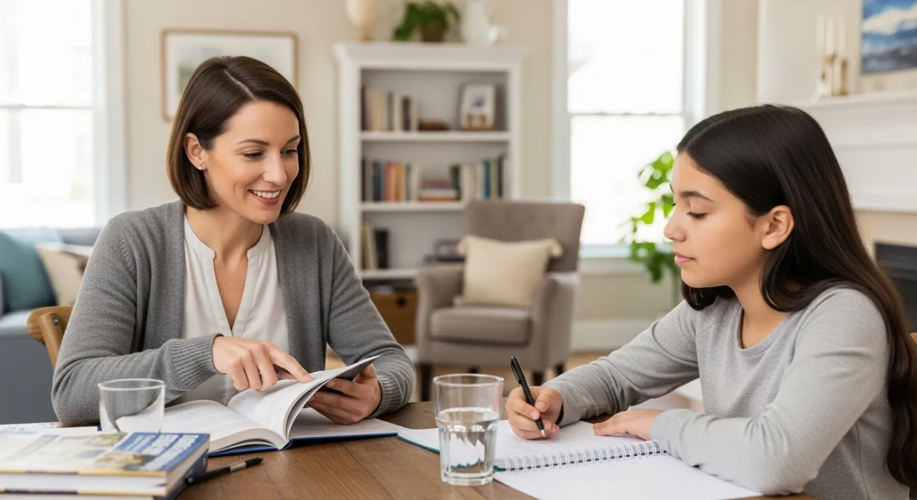 A Roots Home Tutors tutor working one-on-one with a student at home
