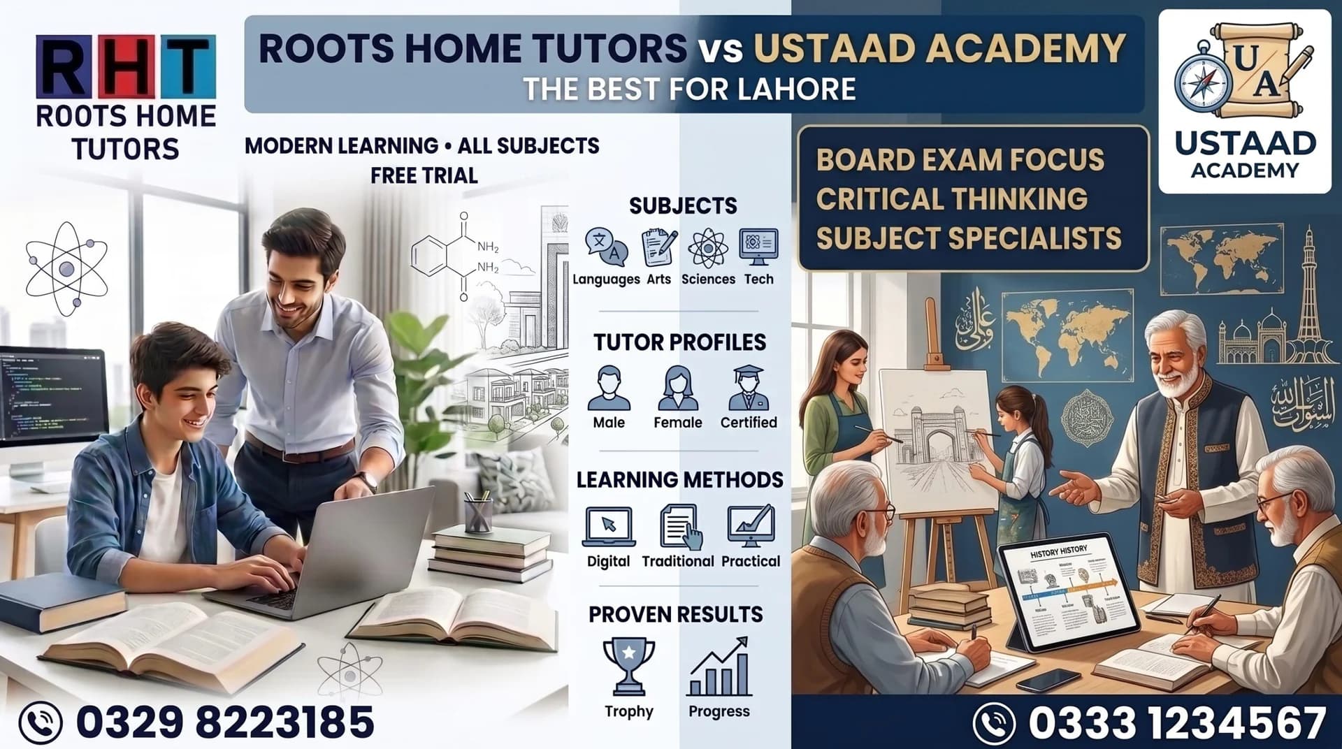Roots Home Tutors vs Ustaad Academy Best Home Tuition Provider in Lahore